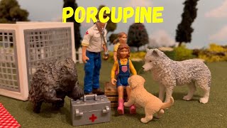 Dogs quilled by porcupine  Playing toys  Canadian Critters  Funny Schleich farm animals [upl. by Edita361]