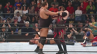 Kane shows off his immense strength by lifting Big Show overthetoprope Royal Rumble 2002 [upl. by Hoagland385]