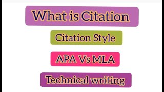 What is Citation  Citation Style  APA Vs MLA [upl. by Osrick]