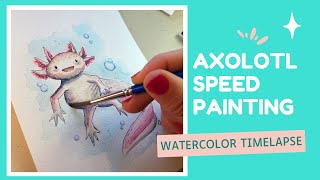 Axolotl Speed Painting Relaxing Watercolor TimeLapse [upl. by Notled]