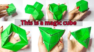 A cube can transform into 7 different things  Origami Transforming Cube  Infinity Cube Tutorial [upl. by Ynnaj]