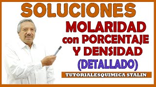 Paso a paso para calcular muy fácil la MOLARIDAD CON PORCENTAJE Y DENSIDAD Ejercicio detallado [upl. by Gabey]