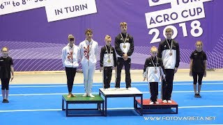 6th TURIN ACRO CUP 2018 ACROBATIC GYMNASTICS INTERNATIONAL CUP DAY 3 8 Medals Ceremony [upl. by Kcirneh]