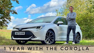 Toyota Corolla 20 Hybrid Touring Sports  1 year owner review [upl. by Kciredec]