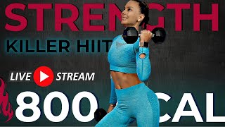 60MIN TOTAL BODY STRENGTH HIIT WORKOUT heavy weights weight loss body sculpt belly fat  abs [upl. by Eatnuhs894]