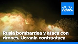 Rusia bombardea Kiev con drones por segunda noche consecutiva y Ucrania contraataca [upl. by Aicilegna444]