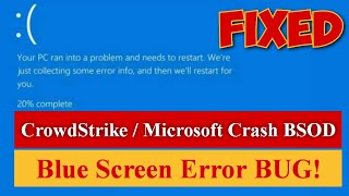 CrowdStrike  Microsoft Crash BSOD  Blue Screen Error BUG Fixed bluescreen [upl. by Cohleen]