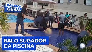 SP bebê fica 1h30 preso após ser sugado por ralo de piscina [upl. by Acirne]