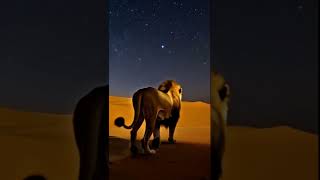 Lion king walks in the desert night shorts shortsfeed king [upl. by Bainter]