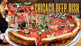 RECETA BRUTAL 😱 de CHICAGO DEEP DISH PIZZA 🍕 estilo GIORDANOS  PIZZA ESTILO CHICAGO [upl. by Xavier]