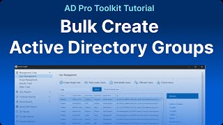 ADToolkit Tutorial  Bulk Create Active Directory Groups [upl. by Kcarb]