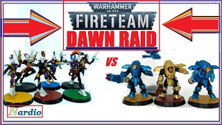 Warhammer 40K Fireteam Tau vs Harlequin Dawn Raid [upl. by Alemap]