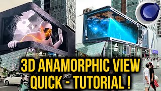 HOW TO CREATE NAKED EYE 3D SCREEN IN CINEMA 4D Anamorphic view [upl. by Fitz]