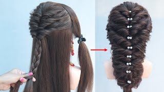 easy trick for messy hairstyle  unique hairstyle for long hair [upl. by Gnirps]