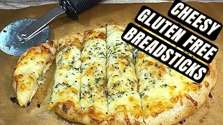 CHEESY GLUTEN FREE BREADSTICKS  Easy Cheesy Garlic Breadsticks [upl. by Reyotal861]