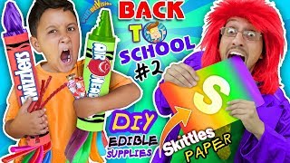 SKITTLES PAPER BACK TO SCHOOL DIY EDIBLE SUPPLIES Hacks 2 Airheads amp Twizzlers FUNnel Vision [upl. by Kleper]