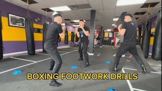 BOXING FOOTWORK DRILLS  FOR HOME OR GYM ROUTINE [upl. by Annabal759]