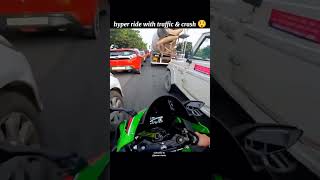 KawasakiNinjazx10rhyperridewithtrafficcrashbikemotovlogshortsytshortsviralvideo [upl. by Dnilazor453]