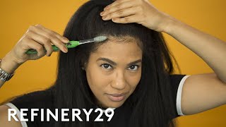 My Favorite Way To Lay Edges  Hair Me Out  Refinery29 [upl. by Asiral]