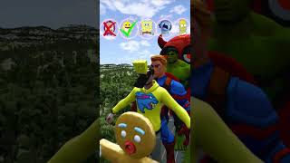 Crazy Cartoon Cars vs Gigantic Characters SpongeBob Jumps Hulk amp Sprunk  BeamNGdrive [upl. by Nnaynaffit]