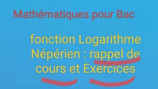 🖐pour Bacse préparer pour DC2 Exercice N3 fonction logarithme Népérien [upl. by Nuavahs]