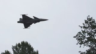 JAS 39 Gripen low pass sets off car alarm [upl. by Anawait]