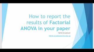 ANOVA 7 How to report the results of Factorial ANOVA in your paper [upl. by Ardeha]