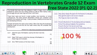 Reproduction in Vertebrates Life Sciences Grade 12 Exam Questions Free State 2022 P1 Q22 [upl. by Tteirrah]