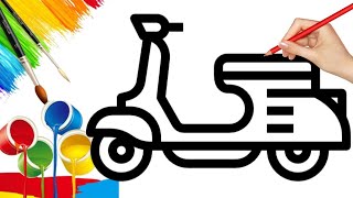 Electric Motorbike Drawing Painting and Coloring for Kids Toddlers  Learn How to Draw Easy [upl. by Aimahs]