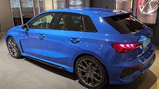 😱407 HP Audi RS3 Sportback Performance Edition 1300 Nogaro Blue top speed 300 kmh 4k 60p [upl. by Shirlee]