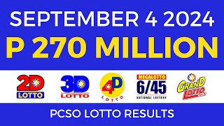 Lotto Result Today 9pm September 4 2024  PCSO Complete [upl. by Tuttle881]