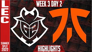 G2 vs FNC Highlights  LEC Summer 2022 W3D2  G2 Esports vs Fnatic [upl. by Aiza]