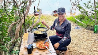 Final de tarde em nosso acampamento fizemos peixe frito na beira do rio [upl. by Baillieu]