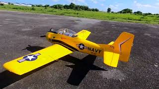 Cletus Berkeleys EFlite T28 Trojan 20 Maiden Flight Trinidad and Tobago [upl. by Acira]