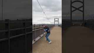 Professional Disc Golfers attempt to cross the Pedestrian Bridge in UDG UrbanDiscGolf DiscGolf [upl. by Tannenwald]