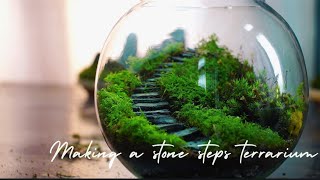 how to make an easy stone steps terrarium  staircase terrarium build [upl. by Ansela]