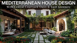 A Beautiful Mediterranean House With Central Courtyard Oasis and Lush Greenery [upl. by Enehpets]