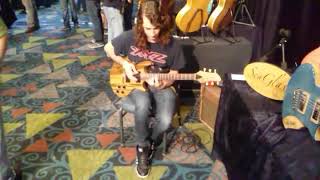 Taylor Budahazy insane Shredding on a sea glass guitar live north east guitar expo [upl. by Ail]