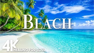 TROPICAL BEACH in 4K UHD Drone Film  Relaxing Piano Music for Stress Relief Sleep Spa Yoga Cafe [upl. by Anpas]