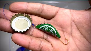 DIY FISHING LURE USINNG BOTTLE TOP [upl. by Nosnibor]