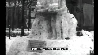 Torino Un originale concorso Statue e costruzioni di neve eseguite dagli Allievi [upl. by Corvin247]