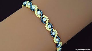 Simple bracelet pattern for beginner beaders Diy bracelet [upl. by Aciraa]