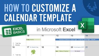 How to Customize A Calendar Template in Excel [upl. by Ynahteb139]