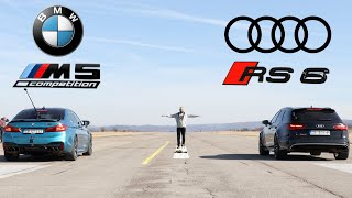 DRAG RACE BMW M5 F90 Comp vs 700HP Audi RS6 Avant [upl. by Aiket]