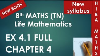 8th maths chapter 4 exercise 41 full answers tn samacheer hiba maths [upl. by Riem463]