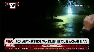 A TV reporter was doing a live hurricane report when he rescued a woman from a submerged car [upl. by Phylys]