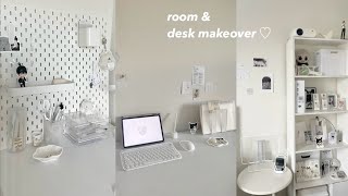 Room and desk makeover ☆ aesthetic pinterest inspired￼ minimalist daiso kpop acubi stationary [upl. by Kessel]