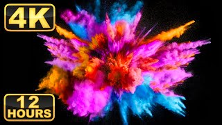 Colorful Powder Explosions 12 Hours 4K Screensaver with Relaxing Music for Meditation [upl. by Kauppi]