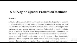 A Survey on Spatial Prediction Methods [upl. by Nytsyrk]