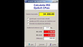 DjaSoft  Calculer son IRG 2008 2020 2022 [upl. by Collete]